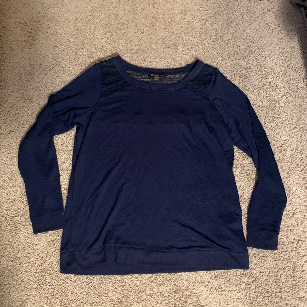Love & Legend Navy Top W Mesh Detail